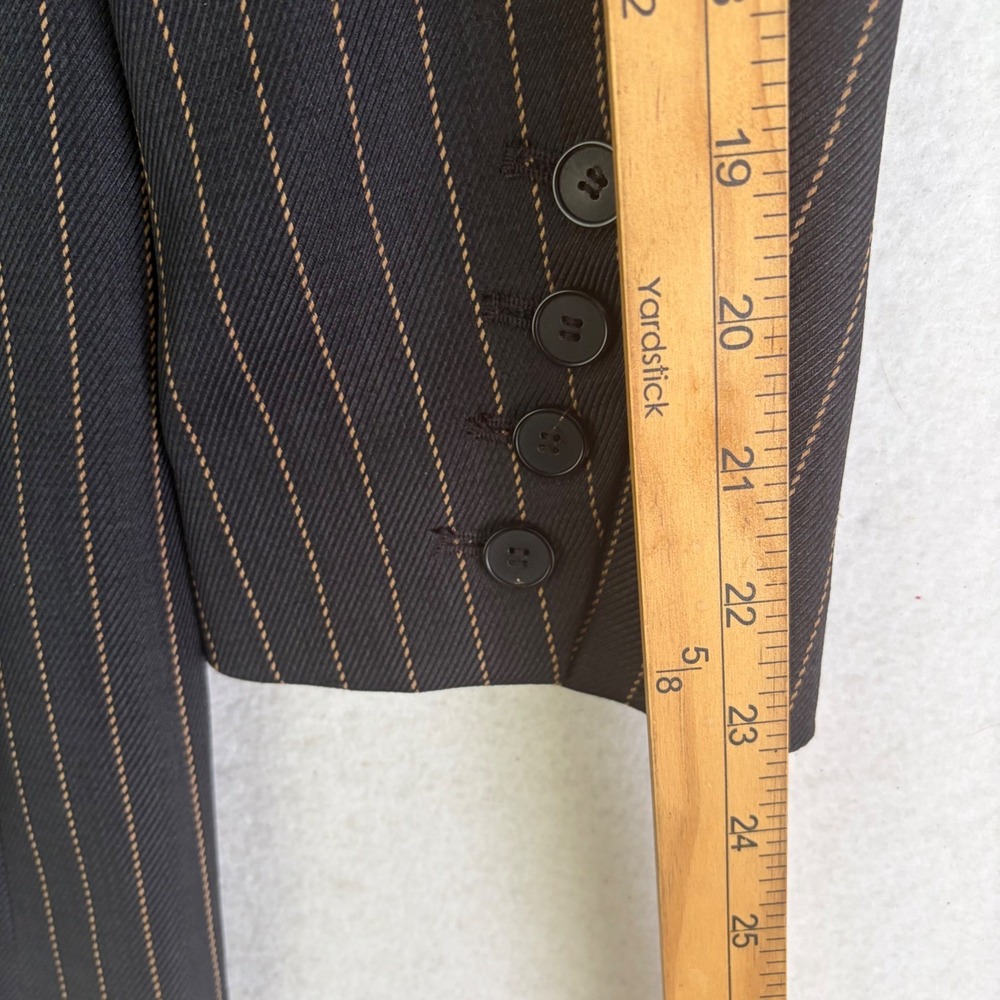 Sandro Paris Pinstripe Blazer Women 38/6 Navy Gold Single Button V7238H - Picture 13 of 13
